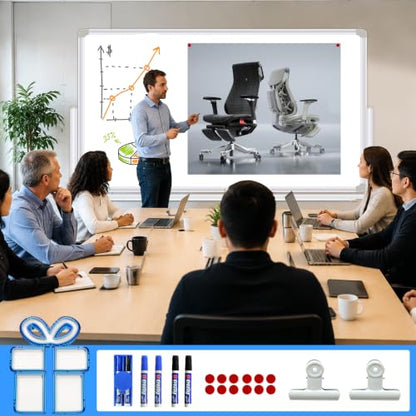 Large Dry Erase Board with Stand 72"x40" Double Sided Mobile Whiteboard - style: Double-sided 72x40 Inches