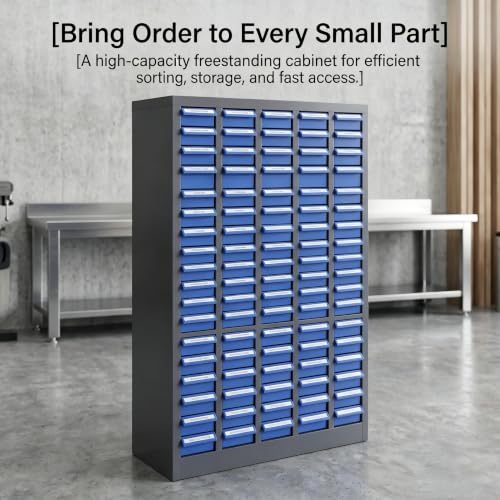 Space-Saving 100-Drawer Nut & Bolt Organizer, Heavy-Duty Alloy Steel Parts Storage Cabinet with ABS Drawers, Wall-Mount Small Parts Bin for Garage Workshop, 26”x9”x46” - size: 100 Drawer-25.8" x 8.6" x 46"