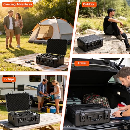 TORIBIO Hard Carrying Case with Foam, Shockproof Storage Box 16.3"x12"x5.3" - size: 16.3" x 12" x 5.3"