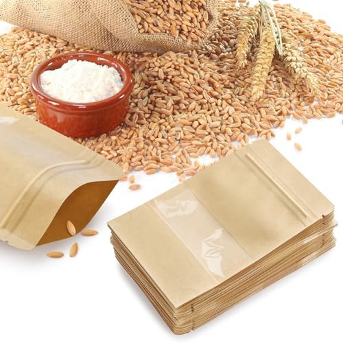 100 Pcs Small Resealable Seed Envelopes, Mini Kraft Bags with Window, 3.5"x5.5" Seed Packets Empty, Coffee Sample Bags, Food Spice Storage Bag - size: 3.5"x5.5"