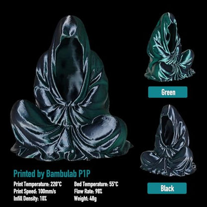 YXPOLYER PLA Filament Premium 2-Color Silk PLA 3D Printer Filament 1.75mm 1kg, Dual Color Black and Green Dual-Color Printing - color: Black&green