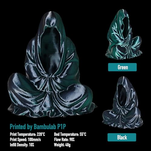 YXPOLYER PLA Filament Premium 2-Color Silk PLA 3D Printer Filament 1.75mm 1kg, Dual Color Black and Green Dual-Color Printing - color: Black&green
