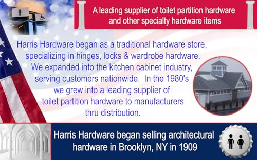 Harris Hardware TP1100 Toilet Partition Die Cast Zamac Complete Inswing Door Hardware Set, 1 in. Door 1-1/4 in. Pilaster - size: 1 in. Inswing
