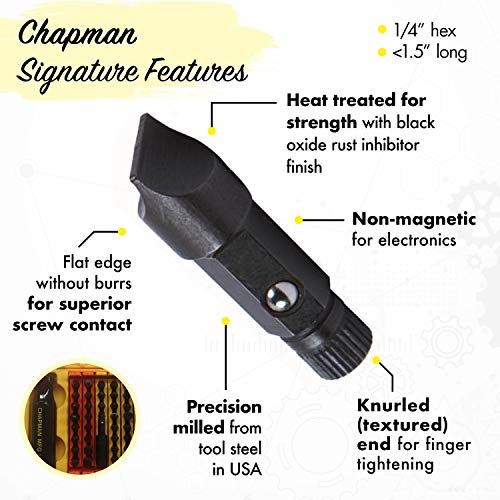 Chapman MFG 5575 Master Screwdriver Set - Includes Phillips, Metric, Slotted, SAE & Metric Hex Bits, Star Bits (for Torx Screws) - Complete Set Offers 51 USA Made Insert Bits & 300+ Combinations - size: 64 Piece - Yellow