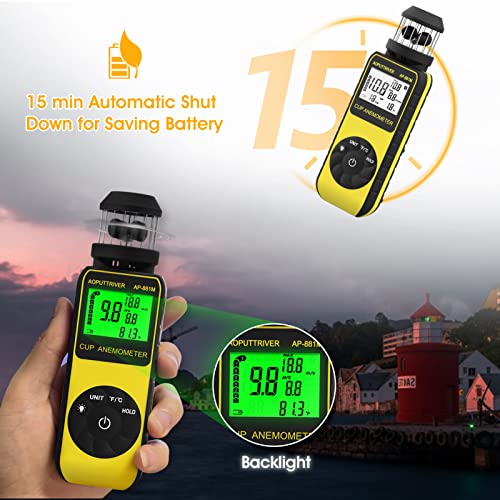 93MPH Handheld Anemometers Wind Cup Digital Wind Speed Meter