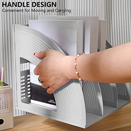 Marte Vanci Magazine File Holder Book Desktop Organizer Plastic Storage Sturdy Vertical 3 Section Folder Light Gray - color: Light Gray 3 Section
