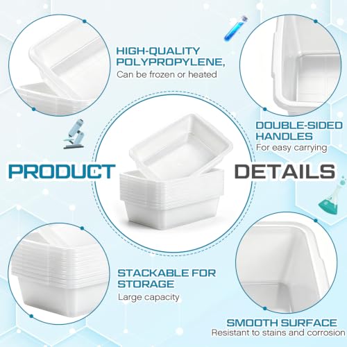 Kingdder 10 Pcs Plastic Lab Trays 9.45''x6.69''x2.56'' Polypropylene Tray - size: 9.5'' L X 6.7'' W X 2.7'' H