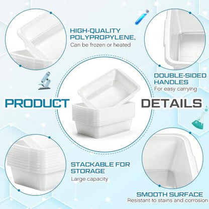 Kingdder 10 Pcs Plastic Lab Trays 9.45''x6.69''x2.56'' Polypropylene Tray - size: 9.5'' L X 6.7'' W X 2.7'' H