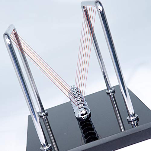 CERROPI Newton Cradle Balance Balls, Newton Pendulum with 7 Balls, Classic Newton Swing Ball, Science Physics Gadget | Desk Toys & Accessories, 70+ Sec Swingtime, Marble Base, Black