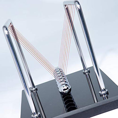 CERROPI Newton Cradle Balance Balls, Newton Pendulum with 7 Balls, Classic Newton Swing Ball, Science Physics Gadget | Desk Toys & Accessories, 70+ Sec Swingtime, Marble Base, Black