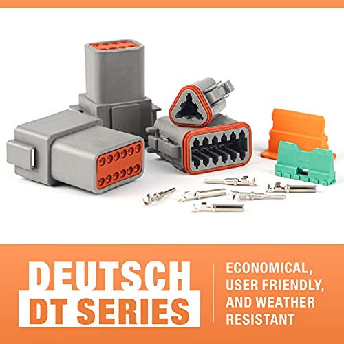 IWISS Deutsch DT Series Connector Assortment, Size 16 Stamped Contacts, Waterproof Automotive Electrical Connectors, 188 Pieces - size: 2,3,4,6,8,12 PIN(2 Pairs)