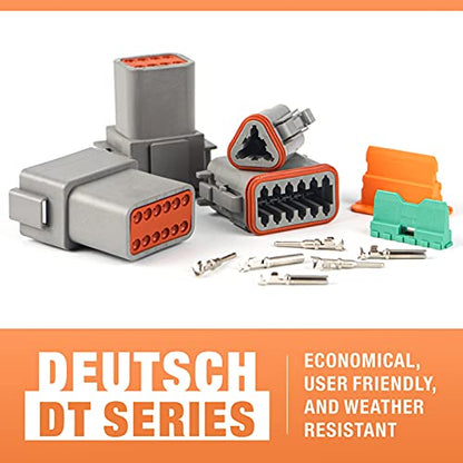 IWISS Deutsch DT Series Connector Assortment, Size 16 Stamped Contacts, Waterproof Automotive Electrical Connectors, 188 Pieces - size: 2,3,4,6,8,12 PIN(2 Pairs)