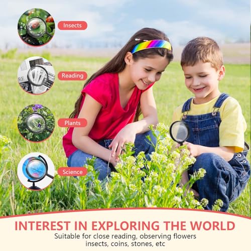 SenseYo 12 PCS Magnifying Glass 5X Mini Kids Magnifying Glass for Kids Reading Magnifier Magnifying Glasses for Kids Seniors