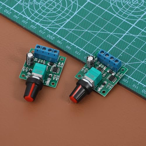 2 Pcs DC Mini Motor PWM Speed Controller, PWM Low-Voltage Motor Speed Controllers, Adjustable Driver Switch with Control Knob 1.8V 3V 5V 6V 12V 2A 1803BK 1803B