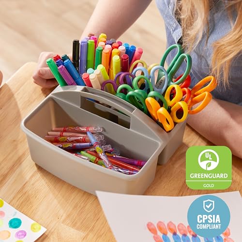 ECR4Kids 3-Compartment Small Storage Caddy Organizer, 6-Pack, Grey - color: Grey