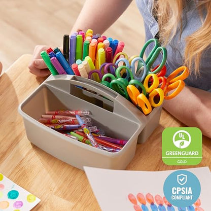 ECR4Kids 3-Compartment Small Storage Caddy Organizer, 6-Pack, Grey - color: Grey
