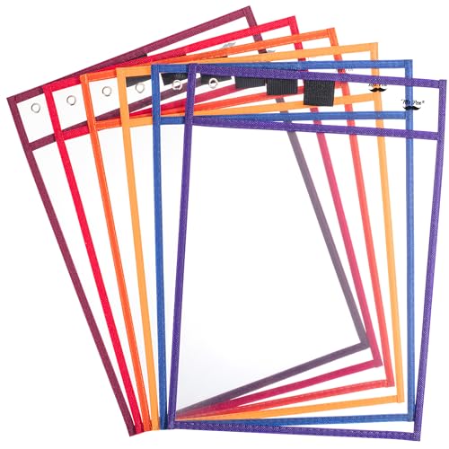 Mr. Pen- Reusable Dry Erase Pocket Sleeves, 10" x 14", 6 Pack, Colorful - color: Sunset, size: 6 Pack