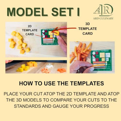 Knife Cuts 101, ARD Culinary 3D Visual Model Set 1-. A Level I Educational Precision Knife Skill Development Practice Reference Measuting Training Tool
