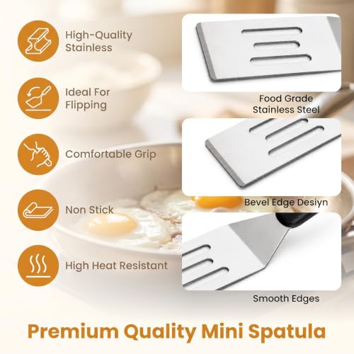 3 Pcs Small Metal Spatula Mini Stainless Steel Serving Spatula for Kitchen Use