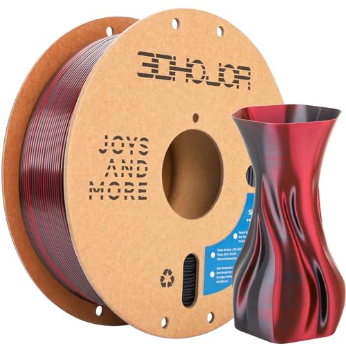 3DHoJor Silk PLA Filament 1.75mm Black Red Dual Color PLA 3D Printer Filament 2 in 1 Coextrusion 1KG Spool(2.2lbs) 3D Printing Filament Dimensional Accuracy +/- 0.03mm - color: Black Red