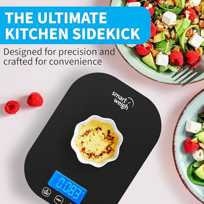 Smart Weigh Black Digital Kitchen Scale, 11 lb x 1g, Weight Loss Tracking - color: Black