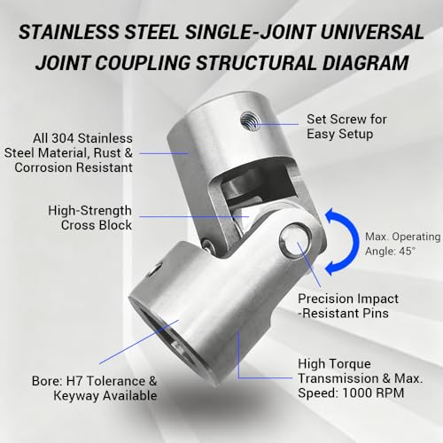 BORDSTRACT 14mm to 14mm Universal Joint Coupling D28 L70 - size: D28-L70-H14, style: No Keyway