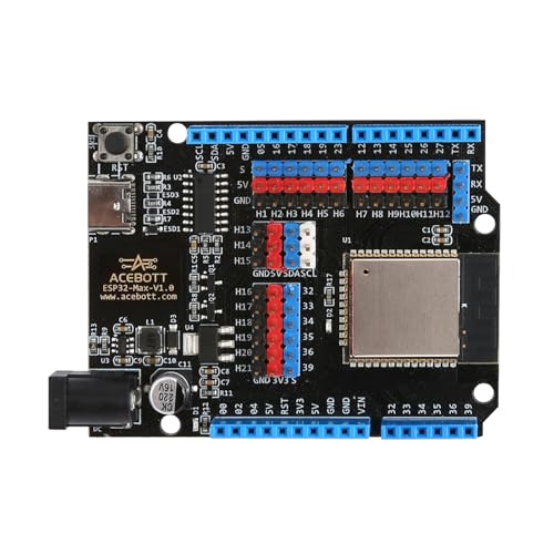 ESP32 Development Board Max V1.0 Compatible with Arduino, USB-C, Wi-Fi, Bluetooth, MicroPython Compatible, Single Board Computer Suitable for Building Mini PC/Smart Robot/Game Console (QA009) - color: Black