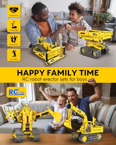 aukfa Excavator Robot Building Toys for Boys, STEM Projects for Kids Ages 8-12, Remote & APP Control Stem Kits Learning Educational Building Kit Dinosaur Robot Toy Gifts for Boys Girls (555 Pieces)