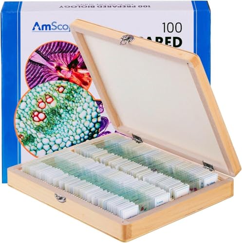 AmScope PS100D Prepared Microscope Slide Set, 100 Anatomy/Botany Slides - style: PS100D