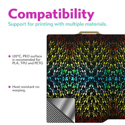 Cookiecad Cookie Sheet - Holographic 3D Printer Build Plate - Double Sided Reflective 3D Printer Bed, Flexible Spring Steel 3D Printer Platform (Chromatic Shatter, 235x235) - size: 235x235, style: Chromatic Shatter