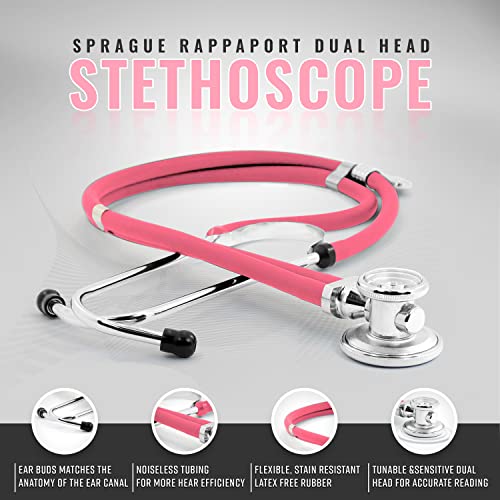ASA TECHMED Physical Therapy Home Health Aide Comprehensive Kit - Carrying Bag, Blood Pressure Cuff, Stethoscope, Gait Belt- Pink - color: Pink Kit