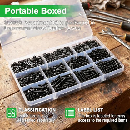 Twidec/1015PCS M3 Screws Assortment Kit,Hex Socket Cap Head Screws - color: 1015PCS