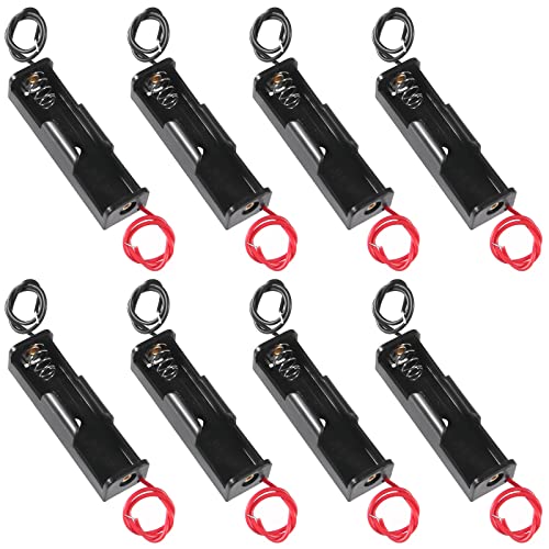 (Pack of 8 Single AA Battery Holder, 1 X 1.5V AA Battery Holder, AA Battery Holder with Leads Wires (8PCS 1AA) - size: 8PCS 1AA