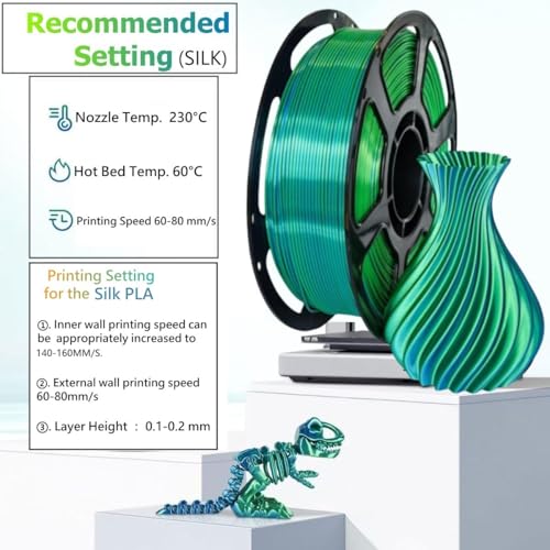 Dual Color Silk PLA 4KG 1.75mm 3D Printer Filament 4D-2 - color: Pla-(1kg*4 Dual Shiny Bluepink+bluegreen+bluesilver+rosegreen)
