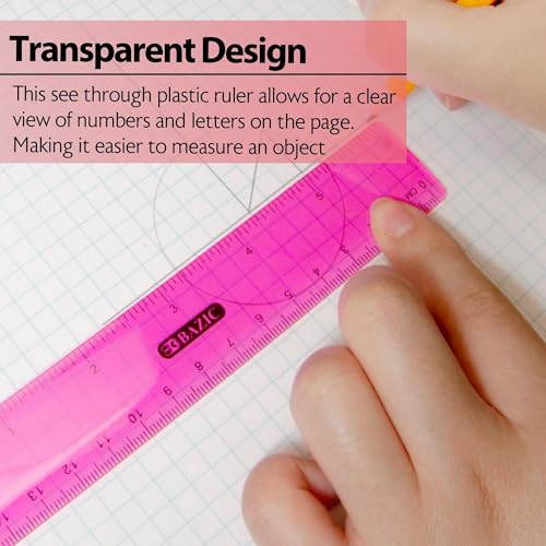 BAZIC Products 6 in Clear Plastic Ruler, Inch & Metric, 3 Pack - size: 1-Pack