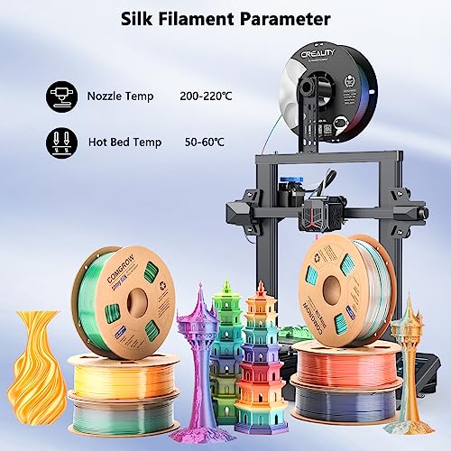 Comgrow Silk Shiny Rainbow Multi-Color 3D Printer Filament - color: Red & Blue & Yellow+red & Blue & Green+copper & Green & Purple+blue & Green & Orange
