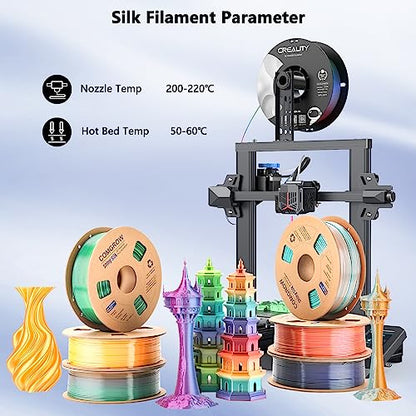 Comgrow Silk Shiny Rainbow Multi-Color 3D Printer Filament - color: Red & Blue & Yellow+red & Blue & Green+copper & Green & Purple+blue & Green & Orange