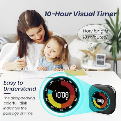 PERSUPER Visual Timer for Kids, Rechargeable 10-Hour Countdown/Up Timer - color: .Rgb & Black Housing