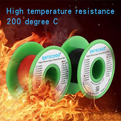 BNTECHGO 26 Gauge Silicone Wire Spool red and Black Each 100ft Flexible 26 AWG Stranded Tinned Copper Wire - size: 26 Gauge, 100ft per color