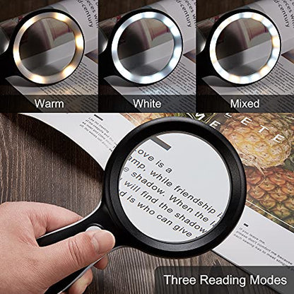 10X Lighted Large Handheld Reading Magnifier Glasses