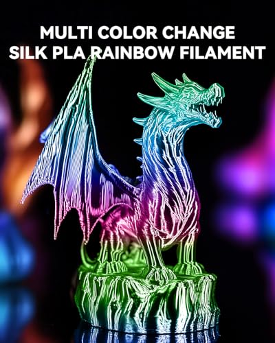 SUNLU Silk Rainbow PLA Filament, Multicolor Silk 3D Printer Filament 1.75mm +/- 0.02mm, Fast Color Change Each 8 Meters, 330 Meters, 1kg/2.2lbs, Silk Rainbow 05(Pale Green-Orange-Light Pink-Yellow) - color: Silk Rainbow 05
