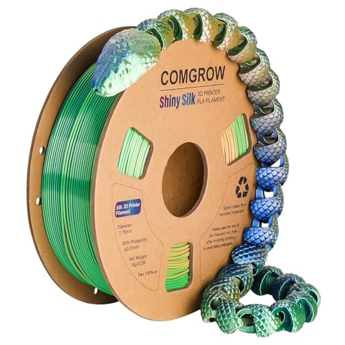 Comgrow Tri-Colors Silk PLA 3D Printer Filament - color: Blue & Green & Orange