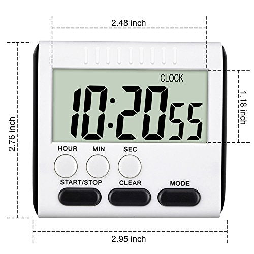 Mudder 3 Pcs Magnetic Digital Timer for Kitchen Classroom, Black White - color: Black