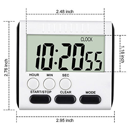 Mudder 3 Pcs Magnetic Digital Timer for Kitchen Classroom, Black White - color: Black