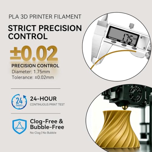 Kingroon PLA Filament 1.75mm 3D Printer Filament Yellow Pla Filament 1kg Filament Dimensional Accuracy +/- 0.02mm, Fit Most FDM Printer,Dark Yellow-Gold - color: 1kg Yellow-gold