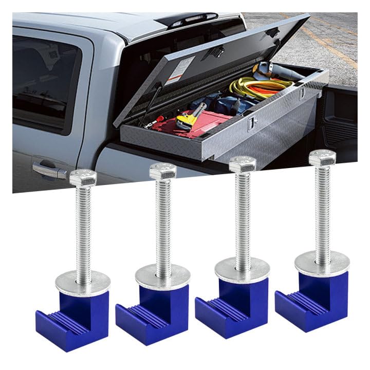 smilfuy 4PCS Truck Tool Box Mounting Clamp Kit, J Hooks No Drilling, Blue - color: Blue