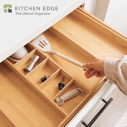 KitchenEdge Utensil & Junk Drawer Organizer, 19-33 in, Bamboo - color: Natural Bamboo, size: From 19" to 33" Wide
