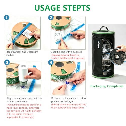 3D Printer Filament Storage Box with 21 Pcs Vacuum Storage Bags Kit-3 Pack - size: Handbag-3P