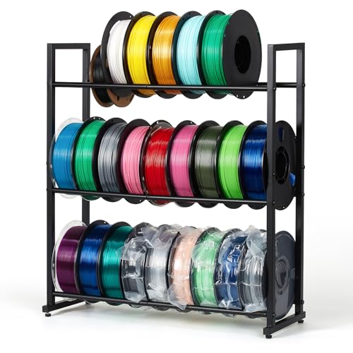 3D Printer Filament Storage Rack Desktop, 3-Tier Heavy-Duty Filament Spool Holder Stand, Space-Saving Metal Filament Shelf for TPU/PLA/ABS, Ideal for Studio, Office, Workshop