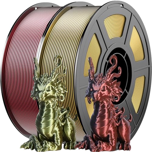2kg Bicolor Silk PLA Filament 1.75mm, Black Gold/Black Red PLA - color: 2×1kg Black Gold&black Red
